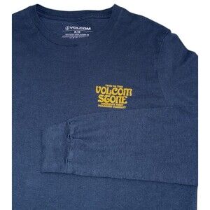 Volcom Stone Long Sleeve Shirt Men's Small Navy Blue Graphic Skater Boarding